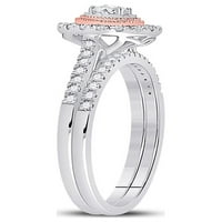 10KT dvotonski zlatni okrugli dijamantni bridalni vjenčani prsten set CTTW