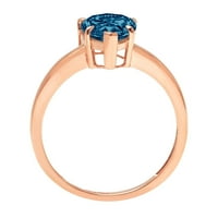 2. CT sjajan krug Clear Clear Simulirani dijamant 18k Rose Gold Solitaire prsten SZ 10.75