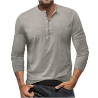 Muške majice velike i visoke muške košulje za vježbanje muškarci Ležerne modne čvrstog V-izrez dugih rukava pulover prozračne košulje bluza vrhovi siva