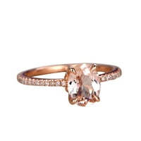 Desinger Classic 1. Carat breskva ružičasti ovalni rez morgatit i dijamantski zaručni prsten 10k ružičasto
