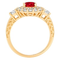 1. CT sjajan okrugli rez prozirni diamond 18k žuti zlatni halo pasijans sa akcentima prsten sz 10.25