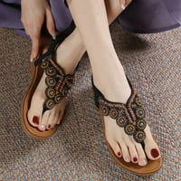 Caicj ženske cipele Ženske sandale Ljeto Dressy Wedge Sandals Flat Cipes Udobna boemska cvjetna gležnjače