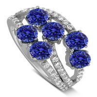 Jedinstveni izgled Carat Blue Sapphire Moissanite dijamantni zaručnički prsten za žene u 10k bijelo