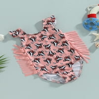 Frobukio Toddler Kids Girl Swimsuits Western krava Print Tuvanje bez rukava Baby Coptwimwower Baby Wimmingwear
