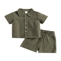 Kiapeise Toddler Baby Boys Ljeto odijelo Postavite kratke rukave s jednim grudima + kratke hlače