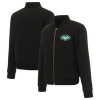 Ženski JH dizajn Black New York Jets Reverzibilni runo puni zip jakne