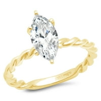 2.0ct Marquise Clear Clear Moissine 18K Žuto zlatna godišnjica Angažovane prstene veličine 6,75