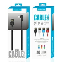 [Pakovanje od 2] vlaga 2.6A Premium puni čelik mikro USB do ligning kabla za podatke u crnom