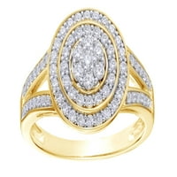 Bijeli prirodni dijamantski okvir klasterski prsten u 10K žutom zlatu