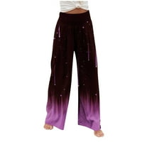 Jsaierl Womens Plus size Pamučne posteljine hlače Ljeto Visoko struk pant sa labavim udobnim hlačama