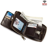 Kožni novčanik za muškarce za muškarce Veliki kapacitet ID prozora s džepom sa zatvaračem
