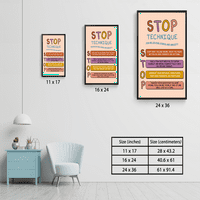 Stop Technique Poster, BOHO Posteri za mentalno zdravlje, Dekor terapeutskog ureda