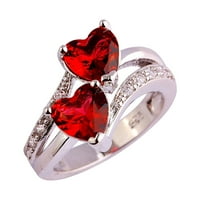 Modni prsten Sawvnm Žene Famale Fashion Lover Nakit Heart Cut Rainbow & Bijeli drago kamenje Veliki pokloni za manje