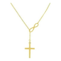 GLTPOOO 18K Zlato, zlato ruže ili sterling srebrni beskonačnost Cross Lariat ogrlica