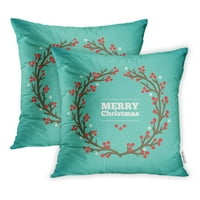 Crveni vijenac Božićni plavi odmor Holly pogranični jastučni jastučni jastuk set od 2