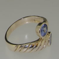 Britanci napravio je 10k bijeli zlatni prirodni tanzanit ženski prsten za min - Opcije veličine - 4.