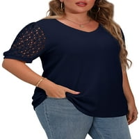 Plus veličine za žene Ljetna bluza vafle pletene majice kratke čipke majice plus veličina ženske odjeće