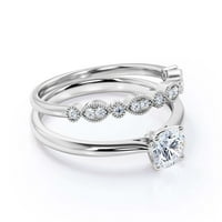 Spektakularno i ukrasno 1. Carat okrugli dijamant moissanite zaručnički prsten, vjenčani prsten, mladenkin