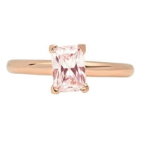 CT Sjajni smaragdni rez Clear Simulirani dijamant 18k Rose Gold Solitaire prsten SZ 9,75