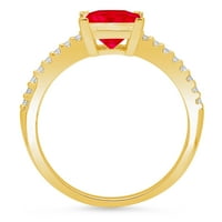 1. CT sjajna princeza simulirani ruby ​​14k žuti zlatni pasijans sa prstenom Accenti SZ 6.5
