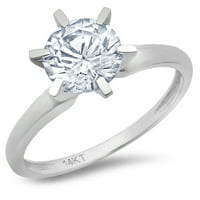 CT sjajan okrugli rez prozirni simulirani dijamant 18k bijeli zlatni solitaire prsten sz 10.75