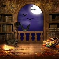 Greendecor poliester tkanina 5x7ft Noć vještica Pozadina za prestraši mačke šišmišu prozor Halloween