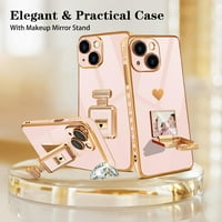 Za kutiju za iPhone sa metalnim parfemskim bocama ogledalo, simpatične ženske srčane slučajeve za iPhone plus kućište, elegantan luksuzni telefon za telefon za iPhone plus slučaj 6,7 ''