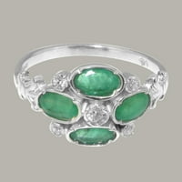 Britanci napravio je 10k bijeli zlatni prirodni dijamant i smaragdni ženski prsten za izjavu - Veličine