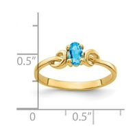 14k žuto zlato 5x ovalni plavi topaz prsten
