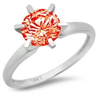 0,5ct okrugli rez Crveni simulirani dijamant 18k Bijelo zlato Graviranje Izjava bridalne godišnjice