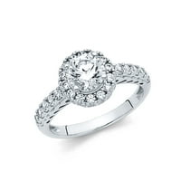 Jewels 14k bijelo zlato okruglo kubične cirkonije CZ zaručničke prstene veličine 6.5