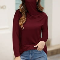 Ženska modna ženska casual labava kornjača dugih rukava Soild maska ​​za masku za bluzu majica zimska