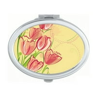 Ručno oslikana tulipana cvijeća ilustracija ovalno ogledalo prenosne preklopke ručne šminke dvostruke