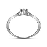 Sterling srebrni okrugli dijamantski selidaire mladenkini vjenčani zaručnički prsten CTTW