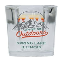 Spring Lake Illinois Istražite otvoreni suvenir Square Square Bany alkohol Staklo 4-pakovanje