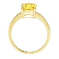 2.0ct Asscher Cut Yellow Simulirani dijamant 14k Žuto zlato Graviranje izveštaja godišnjica Angažovanje
