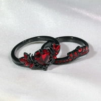 Podudarni prstenovi crni pozlaćeni par prstena krila 1ct srčani crveni cz za vjenčani prsten