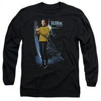 Trevco Star Trek-Galactic Kirk - dugi rukav za odrasle sa dugim rukavima - crna - ekstra veliko