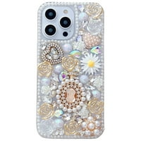 Slučaj u decaku za iPhone 13.D Luksuzne ručno izrađene djevojke Telefon Pearl Privjesak Skra Shinning