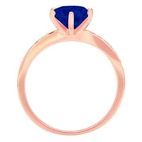 1.71ct okrugli rez simulirani plavi safir 18K ružičasto zlatne godišnjice ružičastog angažmana prsten