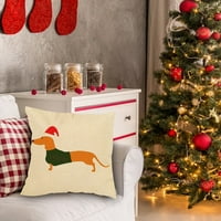 Dyfzdhu božićni jastuk slatki jastuk za jazavčar za pse jastuk za božićne ukrase poklon kućni kvadratni