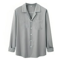 Ketyyh-Chn muška majica prugasta gumb dole Ležerne košulje Business Grey, XL