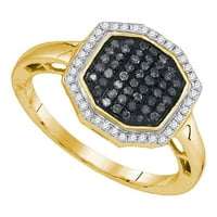 10k žuto zlato Black Diamond Cluster prsten CTTW