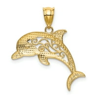 14k žuto zlato Filigranski dolfinski privjesak na privjesak šarm ogrlica od ribe morski život fini nakit