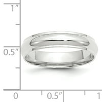 Karat u karatsu 10k bijeli zlatni široki pojas Pola kruga s ivica vjenčanim prstenom veličine -5.5