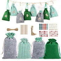 Calendar božićno odbrojavanje Candy Bags Days Burlap Viseći odbrojavanje Poklon torbe za božićne igračke