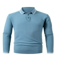 Pfysire Muškarci Ležerne prilike Polo majice Dugi rukav Pique Jersey Golf Majica TOPS Blue XXL