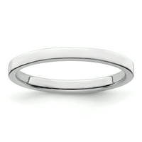 Sterling Silver Rhodium-plosnati prsten od ravnog opsega 5,5