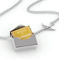 Ogrlica s bloketom Žuta cesta Znak Dobrodošli u Burbank u srebrnom kovertu Neonblond