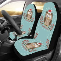 Set autohtove zasjedanja Christmas Owl Božićni šešir Univerzalni auto front sjedala Zaštitni za auto,